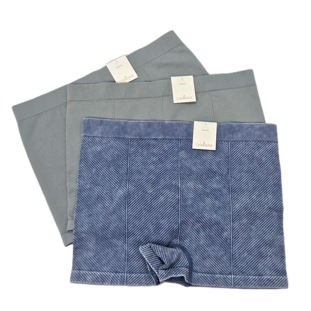 Colsie Girls Seamless Boyshort Underwear 3 Pack Gray‎ Blue Small NEW New